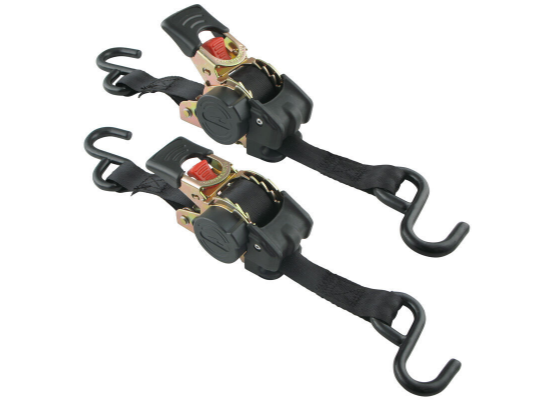 Highland Retractable Ratchet Straps w/ Push Button Releases - 1" x 6' - 500 lbs - Qty 2